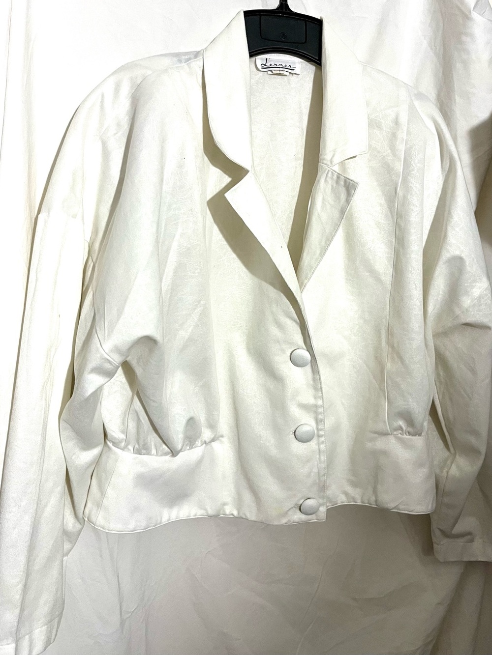 Vintage David Lerner White Cropped Button-Front Blazer